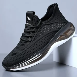 4 Red Dragonfly Men's Breathable Knit Mesh Running Sneakers, Shock-Absorbing Gradient Sole, Lightweight Lace-Up Athletic Training Walking Shoes