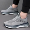 5 Red Dragonfly Men's Breathable Knit Mesh Running Sneakers, Shock-Absorbing Gradient Sole, Lightweight Lace-Up Athletic Training Walking Shoes