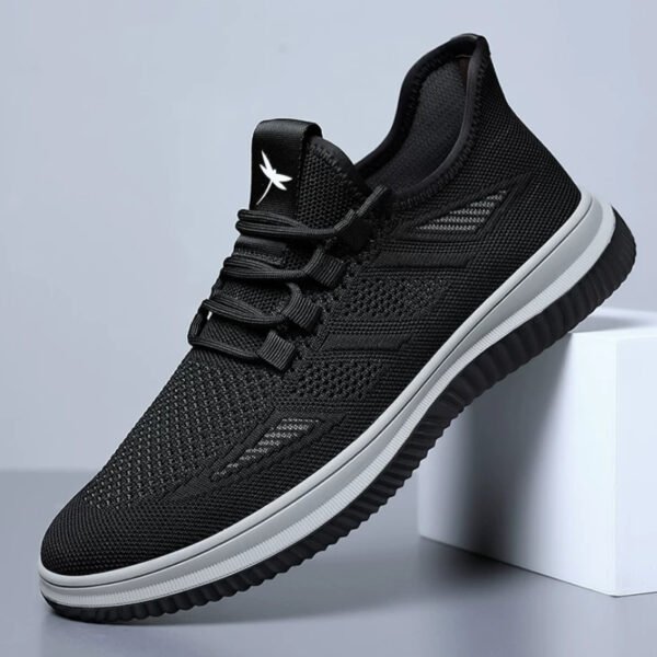Lightweight hollow fly knit mesh upper delivers superior breathability. Elastic no-tie shoelaces for easy slip-on. Non-slip cushioned rubber outsole, ideal for daily commute, walking and casual outdoor activities.